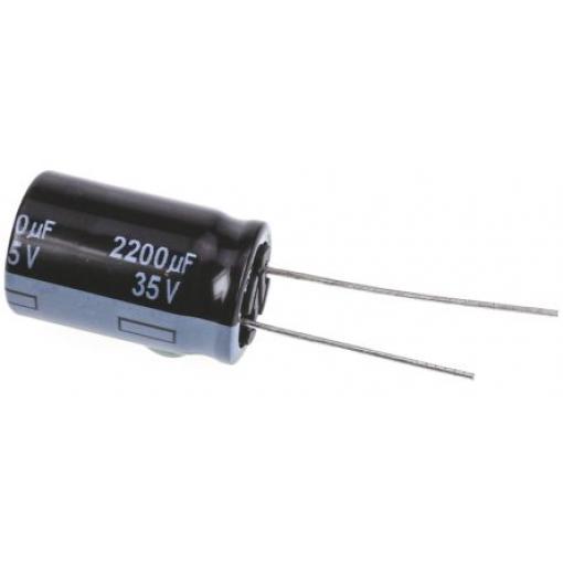 Hliníkový elektrolytický kondenzátor, řada: FR-A 2200 μF ±20 % 35 V dc Radiální vedení, Průchozí otvor AEC-Q200