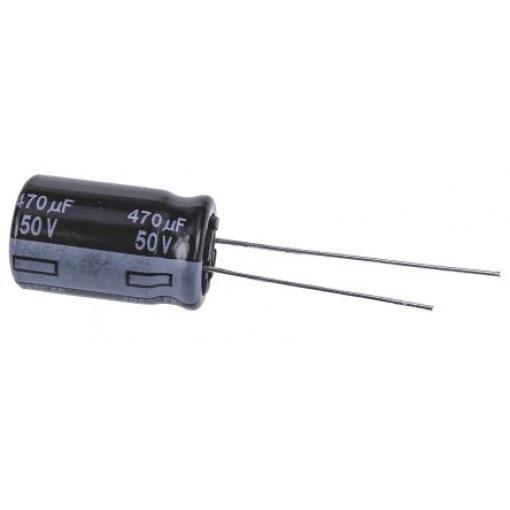 Kondenzátor, řada: FR Radial 470 μF ±20 % 50 V dc Radiální vedení, Radiální, Průchozí otvor AEC-Q200 Panasonic