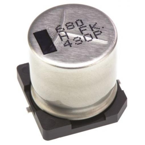 Kondenzátor, řada: FK SMD 680 μF 20 % Pájecí 73mΩ 50 V dc, Povrch 0125 EEEFK1H681AM AEC-Q200 Panasonic