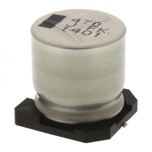 Kondenzátor, řada: FK SMD 470 μF 20 % Pájecí 82mΩ 63 V dc, Povrchová montáž 0125 AEC-Q200 Panasonic