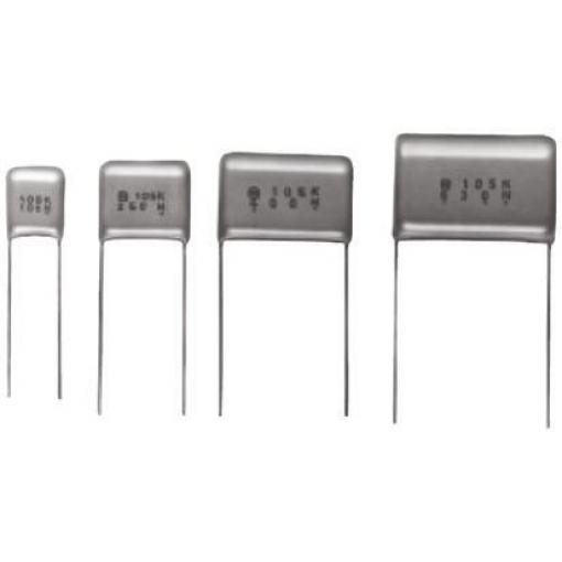 Vrstvové kondenzátory, řada: ECQE(F), Průchozí otvor 3.3 μF 250 V ac 250 V dc Panasonic AEC-Q200 0.8 mm