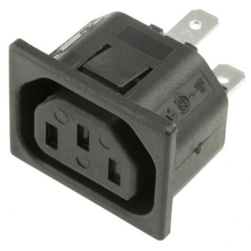 Bulgin Konektor IEC C13, orientace těla: Rovný, Zacvakávací montáž Vnější, 250 V 10A