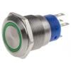 RS PRO Tlačítkový spínač IP67 SPDT Panel Blokování Osvětlené 19.2 mm 5 A, barva LED: Zelená 250 V ac