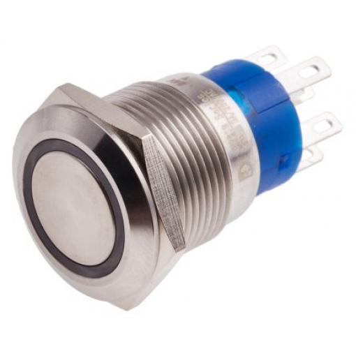 RS PRO Tlačítkový spínač IP67 DPDT Panel Okamžité Osvětlené 19.2 mm 5 A, barva LED: Žlutá 12 V dc 250 V ac