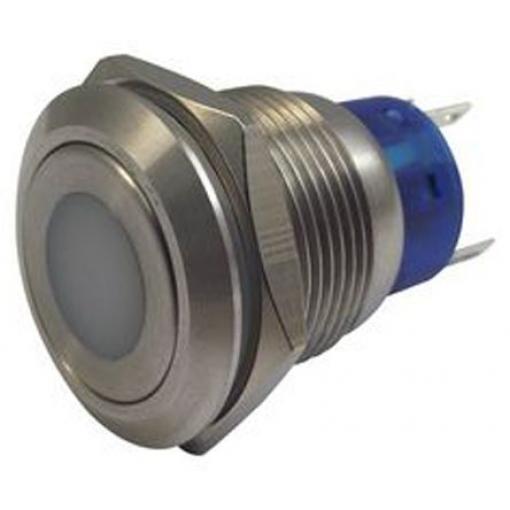 RS PRO Tlačítkový spínač IP67 SPDT Panel Okamžité Osvětlené 19.2 mm 5 A, barva LED: Zelená 250 V ac