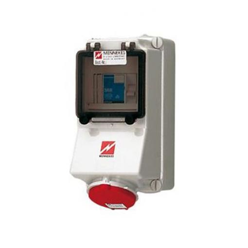 MENNEKES Průmyslový napájecí konektor, řada: Wall Mounted Receptacles, IP44, Nástěnná barva Červená, 32 A 4P, 400 V
