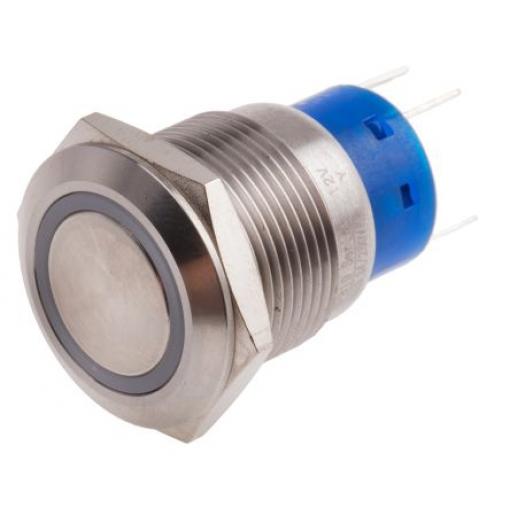 RS PRO Tlačítkový spínač IP67 SPDT Panel Okamžité Osvětlené 19.2 mm 5 A, barva LED: Žlutá 12 V dc 250 V ac