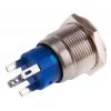 RS PRO Tlačítkový spínač IP67 SPDT Panel Okamžité Osvětlené 19.2 mm 5 A, barva LED: Modrá 12 V dc 250 V ac