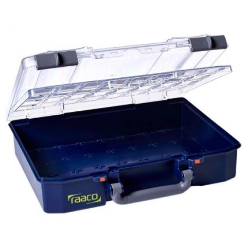 Přihrádková krabice 80 přihrádek Modrá, Polypropylen, Polykarbonát Nastavitelné přepážky 82.0 mm x 337mm x 278 mm Raaco