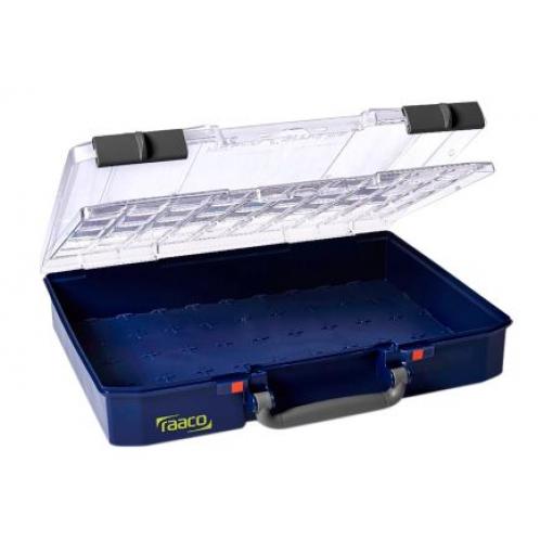 Přihrádková krabice 80 přihrádek Modrá, Polypropylen, Polykarbonát Nastavitelné přepážky 82.0 mm x 413mm x 330 mm Raaco