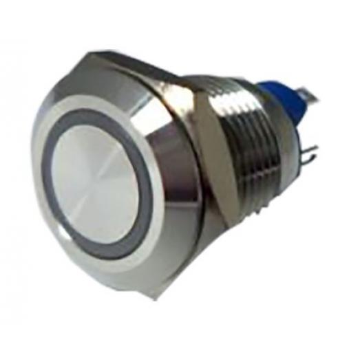 RS PRO Tlačítkový spínač IP65, IP67 SPST Panel Okamžité Osvětlené 12 mm 15 mA, barva LED: Modrá 36 V dc