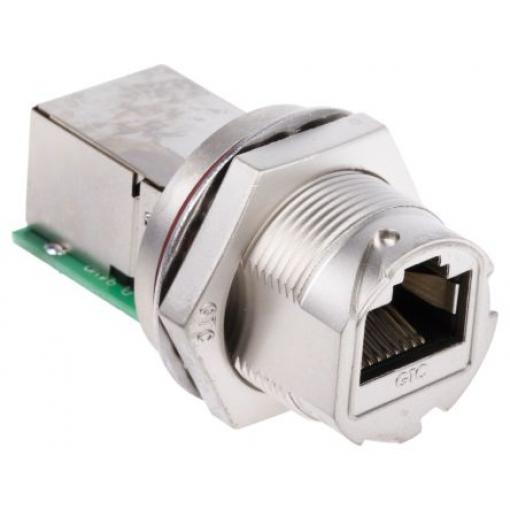 RS PRO Konektor RJ45, řada: GTC Sealed Vnitřní Cat5e, Rovný, Montáž do panelu Stíněné, počet portů: 1portový