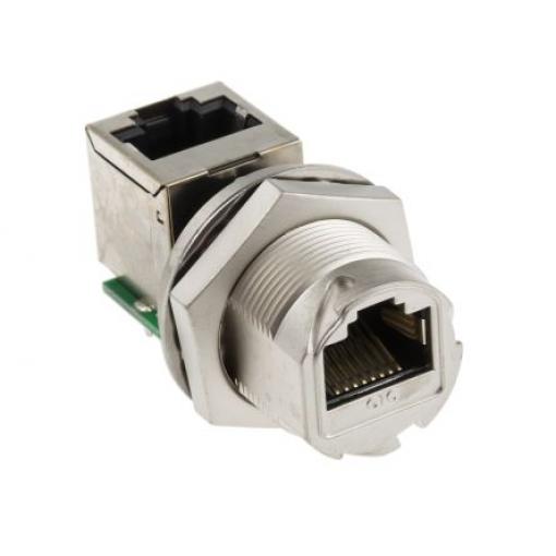 RS PRO Konektor RJ45, řada: GTC Sealed Vnitřní Cat5e, Rovný, Montáž do panelu Stíněné, počet portů: 1portový