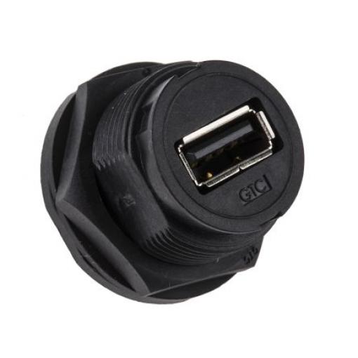 RS PRO Konektor USB, řada: GTC Sealed Vnitřní, počet portů: 1portový, orientace těla: Rovný USB typu A, Panel, IP67,