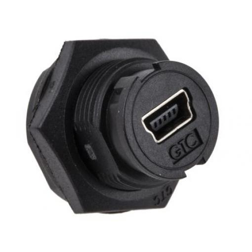 RS PRO Konektor USB, řada: GTC Sealed Zásuvka/zásuvka, počet portů: 1portový, orientace těla: Rovný Mini USB typu B na