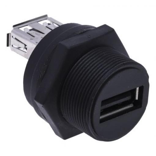 RS PRO Konektor USB, řada: GTC Sealed Vnitřní, počet portů: 1portový, orientace těla: Rovný Mini USB, Panel, IP67,