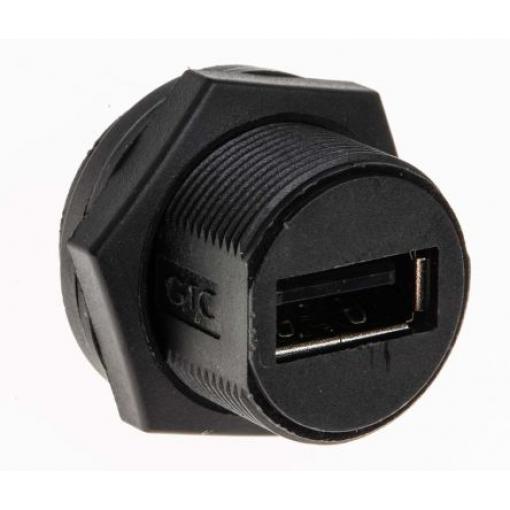 RS PRO Konektor USB, řada: GTC Sealed Vnitřní, počet portů: 1portový, orientace těla: Rovný Mini USB, Panel, IP67,
