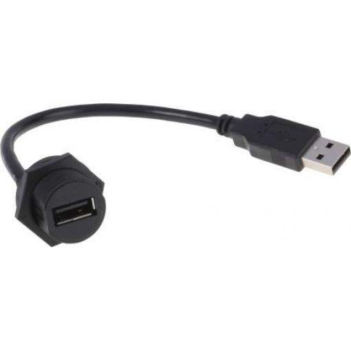 RS PRO Konektor USB, řada: GTC Sealed Vnitřní, počet portů: 1portový, orientace těla: Rovný Mini USB, Panel, IP67,