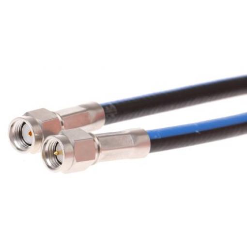 Koaxiální kabel, řada: Reverse SMA, Černá, Modrá Vnější Perfluoralkoxyalkan, Polytetrafluorethylén, A: RP-SMA Vnější, B: