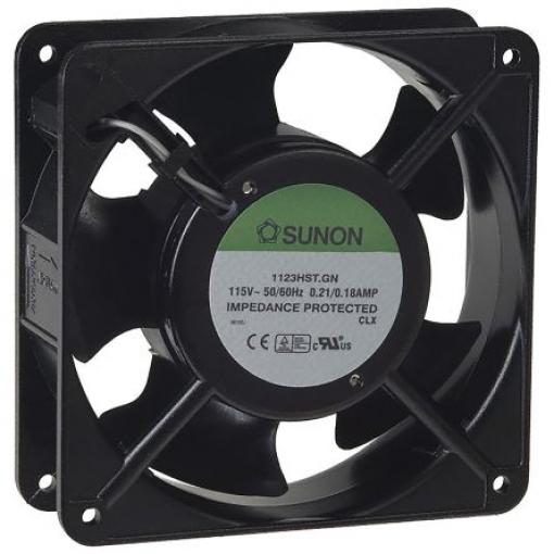 Sunon Axiální ventilátor, řada: SF, průtok vzduchu: 147.8 m³/h 20 W 115V ac 210 mA 119 mm 119mm 38.5 mm