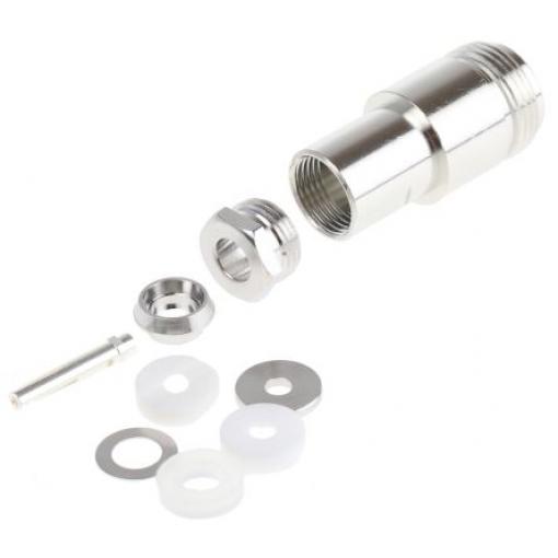 Telegartner Koaxiální konektor, řada: N Vnitřní, 50 Ω, orientace těla: Rovný, Kabel Konektor N Objímka, 11GHz 165 °C -65