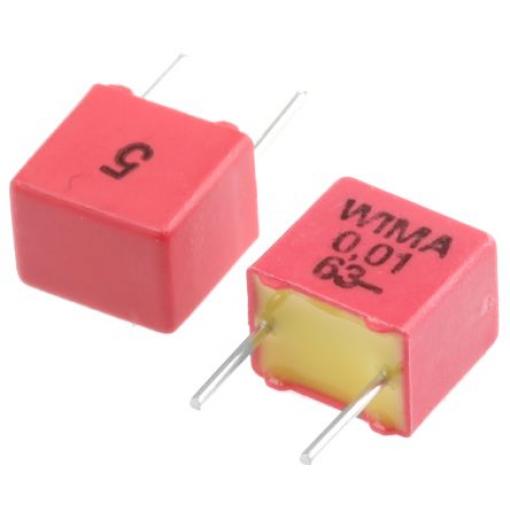 Vrstvové kondenzátory, řada: FKP2 10 nF ±5 % 63 V dc 40 V ac, Průchozí otvor 0.5 mm WIMA