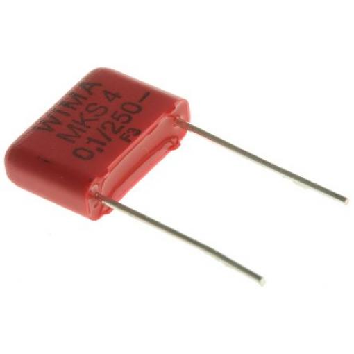 Vrstvové kondenzátory, řada: MKS4, Průchozí otvor 100 nF 160 V ac 250 V dc WIMA 0.6 mm