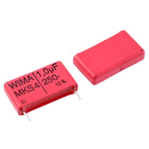 Vrstvové kondenzátory, řada: MKS4, Průchozí otvor 1 μF 160 V ac 250 V dc WIMA 0.8 mm