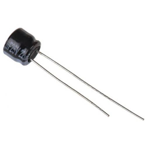 Kondenzátor, řada: KS-A 22 μF ±20 % 25 V dc Radiální vedení ECEA1EKS220, Průchozí otvor AEC-Q200 Panasonic