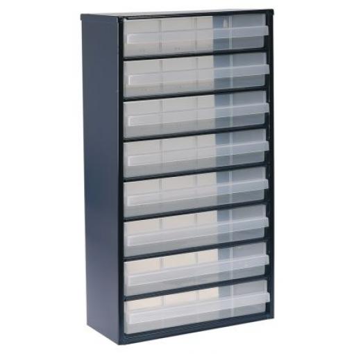 Skladovací jednotka se zásuvkami 8 Modrá Ocel Průhledné zásuvky 552 mm x 306 mm x 150 mm Raaco