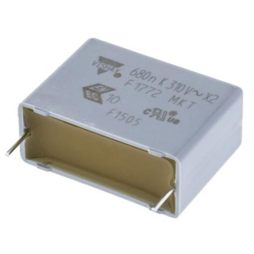 Vrstvové kondenzátory, řada: F1772, Průchozí otvor 680 nF 310 V ac 310 V dc Vishay AEC-Q200 0.8 mm