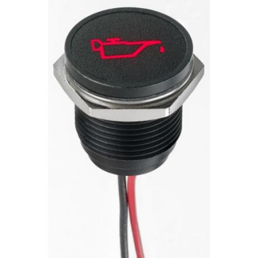 Indikátor pro montáž do panelu, řada: Q 16 Červená, typ žárovky: Indikátor LED Olověný drát APEM 13.2V dc 16 mm, IP67