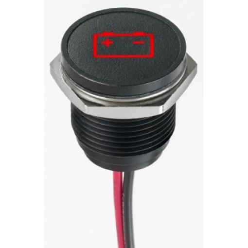 Indikátor pro montáž do panelu, řada: Q 16 Červená, typ žárovky: Indikátor LED Olověný drát APEM 13.2V dc 16 mm, IP67