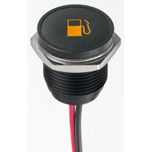 Indikátor pro montáž do panelu, řada: Q 16 Oranžová, typ žárovky: Indikátor LED Olověný drát APEM 13.2V dc 16 mm, IP67