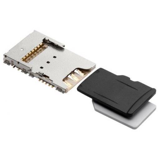 Molex Konektor paměťové karty, číslo řady: 104239, počet řad: 1, počet kontaktů: 6 Dvojčinný Nano SIM, MicroSD,