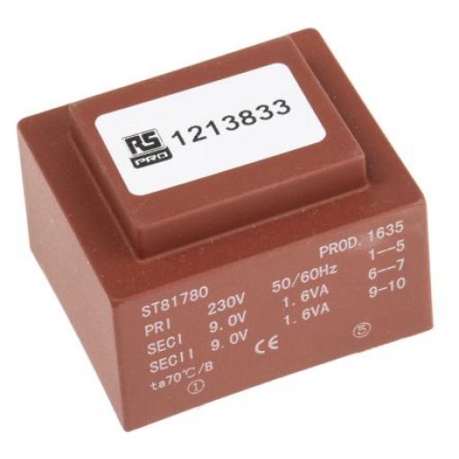 RS PRO, sekundární napětí: 2 x 9 V ac 16 VA