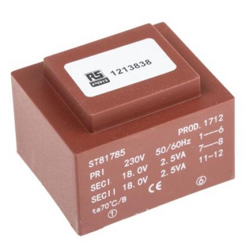 RS PRO, sekundární napětí: 2 x 18 V ac 16 VA