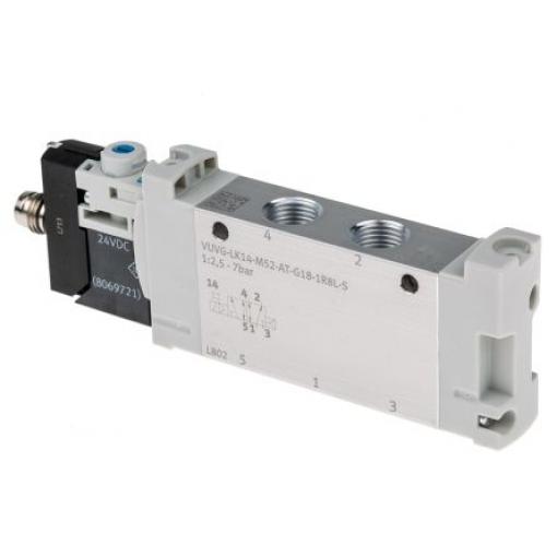 Elektromagnetický ventil 5/2, řada: VUVG G Elektromagnetický/pružina, max. průtok: 660 L/min Festo 24 V dc