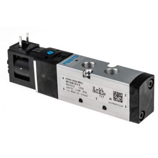 Elektromagnetický ventil 5/2, řada: VUVS G Elektromagnetický/pružina, max. průtok: 550 L/min Festo 24 V dc