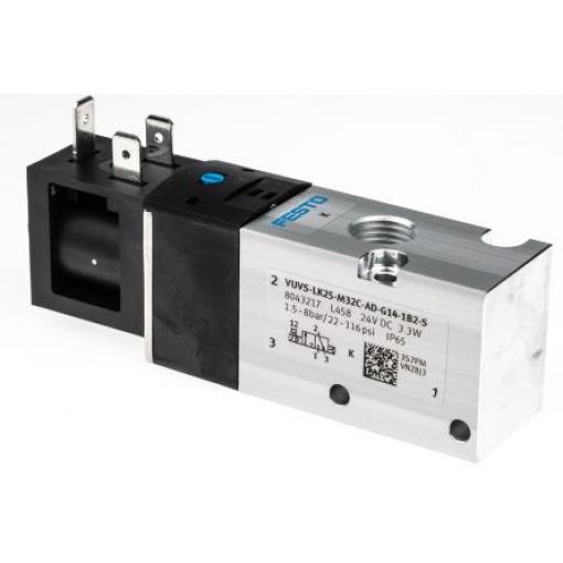 Elektromagnetický ventil 3/2, řada: VUVS G Solenoid, max. průtok: 1000 L/min Festo 24 V dc