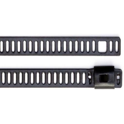 Stahovací páska Žebřík 225 mm 7mm Černá Nerezová ocel s polyesterovým potahem RS PRO