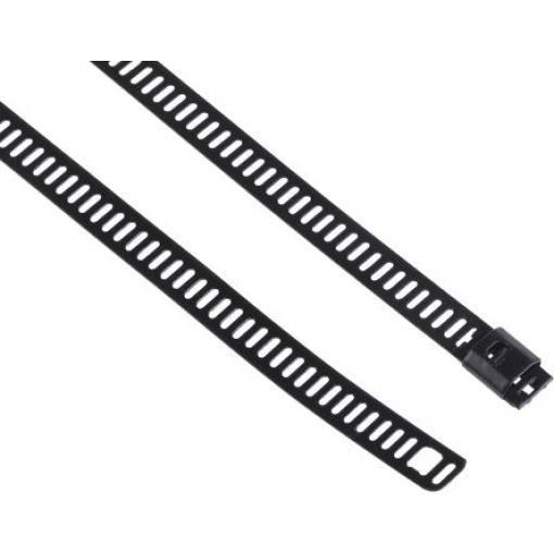 Stahovací páska Žebřík 610 mm 7mm Černá Nerezová ocel s polyesterovým potahem RS PRO