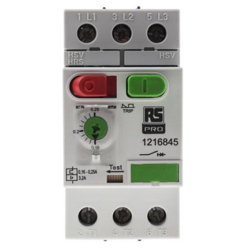 Jistič ochrany motoru, rozsah: MS32 0.16A, 0.25 A 690V 60 °C -25 °C RS PRO