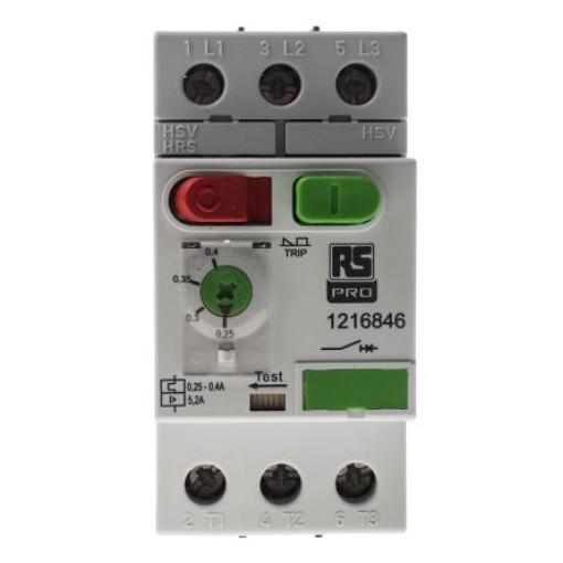 Jistič ochrany motoru, rozsah: MS32 0.25A, 0.4 A 690V 60 °C -25 °C RS PRO