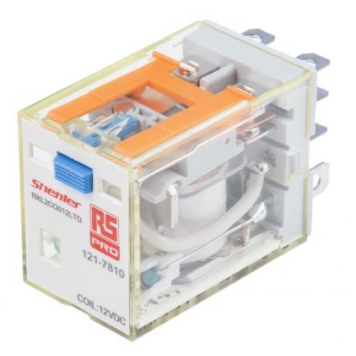 RS PRO Výkonové relé DPDT 10 A 12 V dc RKL