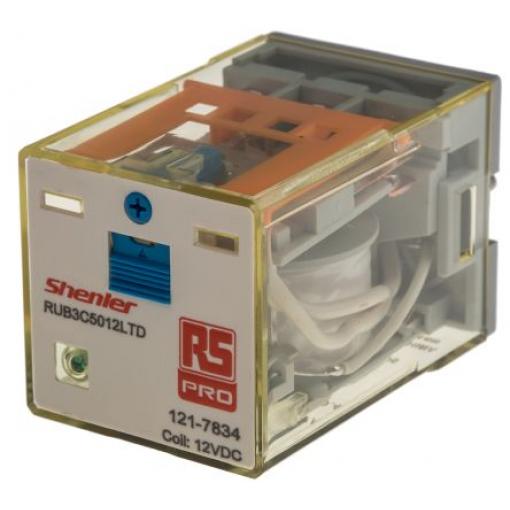 RS PRO Výkonové relé 3PDT 10 A 12 V dc RUB