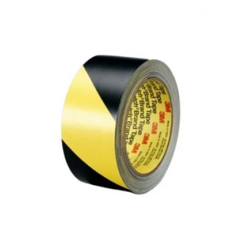 Výstražná páska Pryž, Černá, Žlutá Vinyl 0.14 mm 50 mm, délka: 33 m 3M