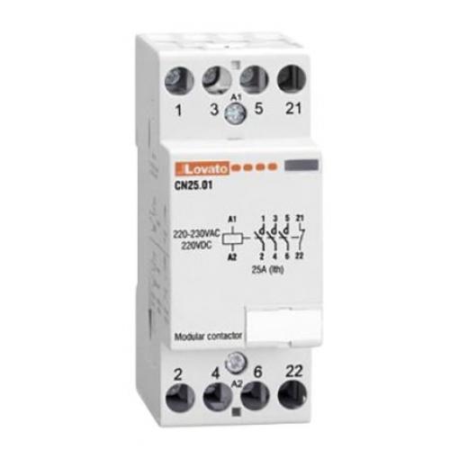 Lovato 4 NO Stykač napětí ve vinutí 230V ac 4pólový 25 A 4kV ac 7.5 kW s 4 NO kontakty 230V ac Řízení motoru, rozsah: CN