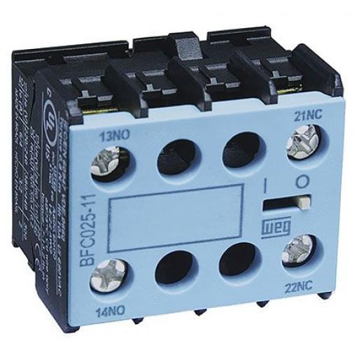 WEG Blok pomocných kontaktů 2 NC/2 NO 4 Přední montáž, rozsah: BFC025 s Šroub 10 A 690V ac