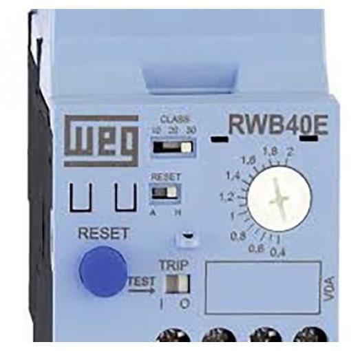 WEG Relé teplotního přetížení, rozsah: RW_E 1 NO/1 NC s Automaticky a ručně resetováním a hodnotami FLC motoru 2A 0.4A,